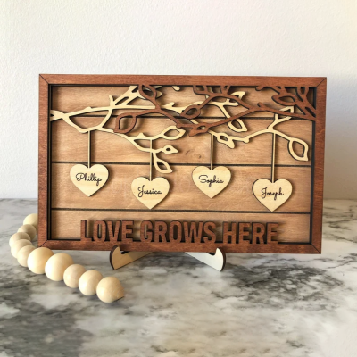Personalized Family Tree Wood Sign With Kids Name Gift for Your Mom or Grandma on Thanksgiving or Christmas!