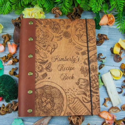 Personalized Family Wooden Recipe Book, Filled With Love & Memories Ideal Gifts for Grandma or Mom | Cover Style-P13