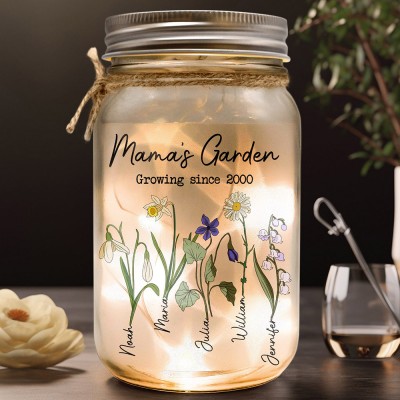 Personalized Mama's Garden Mason Jar Light Mother's Day Gift