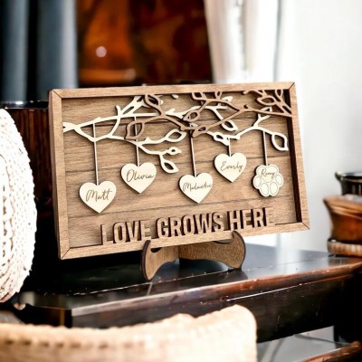 Personalized Family Tree Wood Sign With Kids Name Gift for Your Mom or Grandma on Thanksgiving or Christmas!