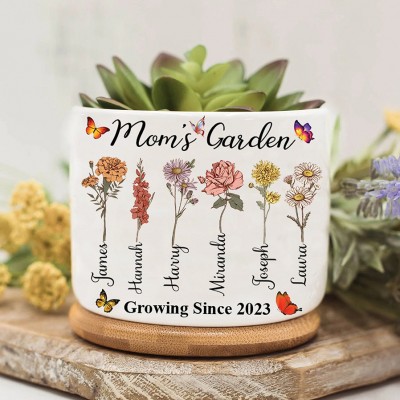 Custom Birth Month Flower Plant Pot Grandma's Garden Plant Pot Mother's Day Gift
