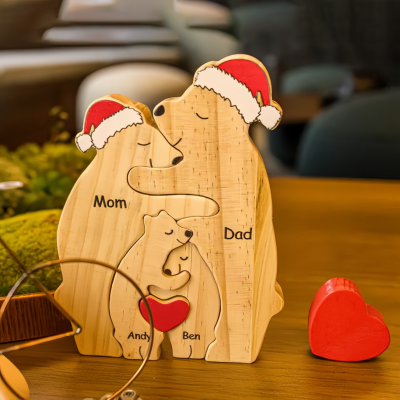 Personalized Wooden Bear Family Puzzle Family Keepsake Gifts Christmas Gift