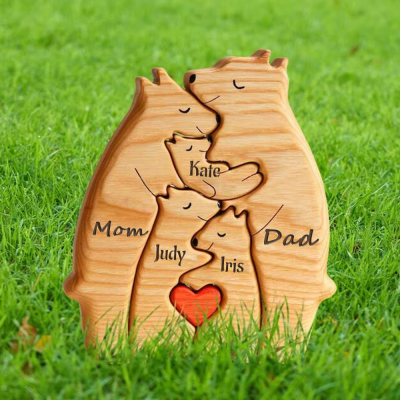 Personalized Wooden Bear Family Puzzle Family Keepsake Gifts Christmas Gift