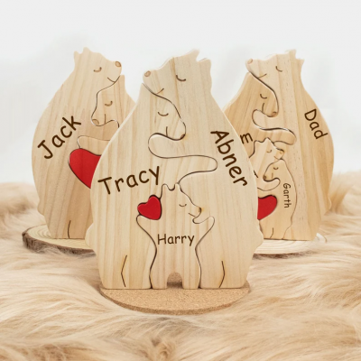 Personalized Wooden Bear Family Puzzle Family Keepsake Gifts Mother's Day Gift Ideas