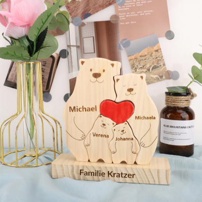 Personalized Wooden Bear Family Puzzle Family Keepsake Gifts Mother's Day Gift Ideas