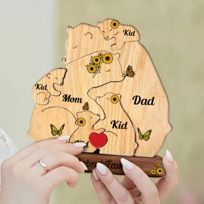 Personalized Wooden Bear Family Puzzle Family Keepsake Gifts Mother's Day Gift Ideas