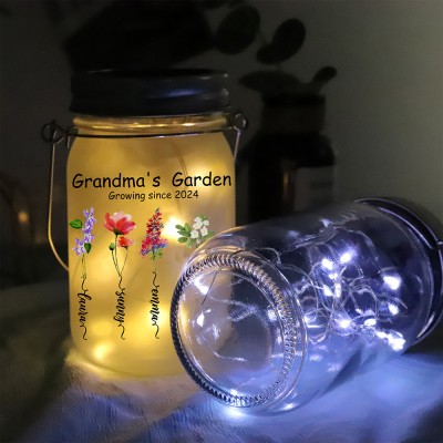 Personalized Mama's Garden Mason Jar Light Mother's Day Gift