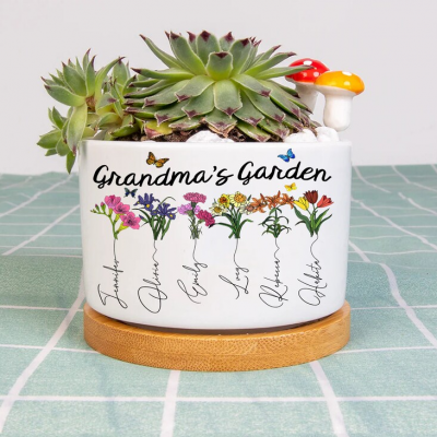 Personalized Grandma's Garden Birth Month Flower Pot Gift Ideas For Grandma Mother's Day