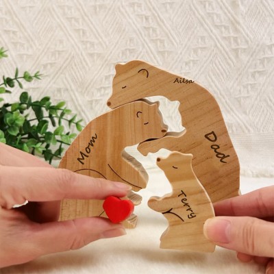 Personalized Wooden Bear Family Puzzle Family Keepsake Gifts Mother's Day Gift Ideas