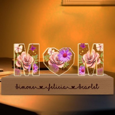 Personalized Dried Flower Resin Lamp Mother's Day Gift 