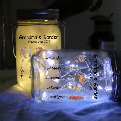 Personalized Mama's Garden Mason Jar Light Mother's Day Gift