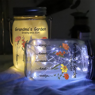 Personalized Mama's Garden Mason Jar Light Mother's Day Gift