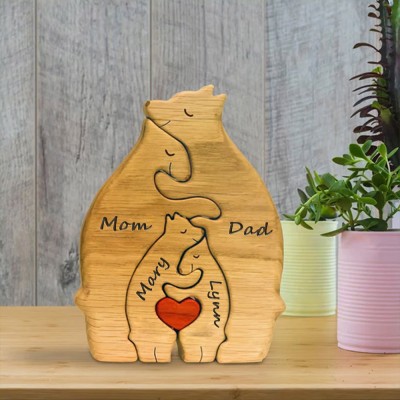 Personalized Wooden Bear Family Puzzle Family Keepsake Gifts Mother's Day Gift Ideas
