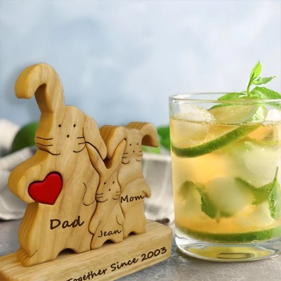 Personalized Wooden Bunny Family Puzzle Family Keepsake Gifts Christmas Gift Ideas