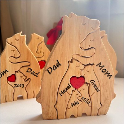 Personalized Wooden Bear Family Puzzle Family Keepsake Gifts Mother's Day Gift Ideas