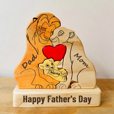 Personalized Wooden Lions Family Puzzle Family Keepsake Gifts Father's Day Gift Ideas