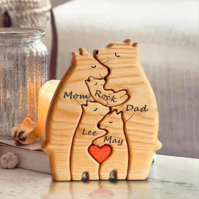 Personalized Wooden Bear Family Puzzle Family Keepsake Gifts Mother's Day Gift Ideas
