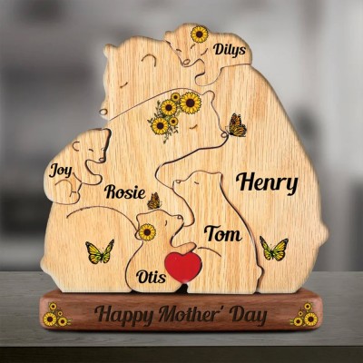 Personalized Wooden Bear Family Puzzle Family Keepsake Gifts Mother's Day Gift Ideas