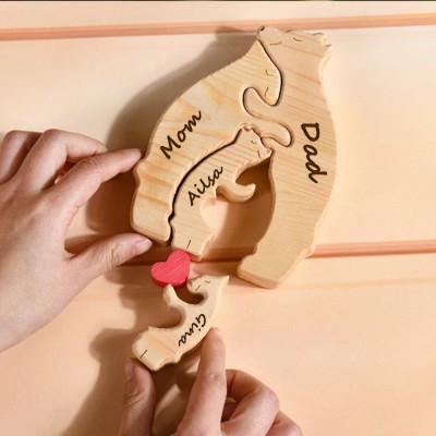 Personalized Wooden Bear Family Puzzle Family Keepsake Gifts Mother's Day Gift Ideas