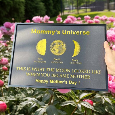 Personalized Moon Phase Wood Frame Mother's Day Gift