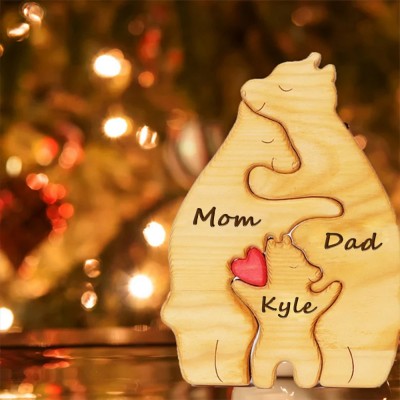 Personalized Wooden Bear Family Puzzle Family Keepsake Gifts Mother's Day Gift Ideas