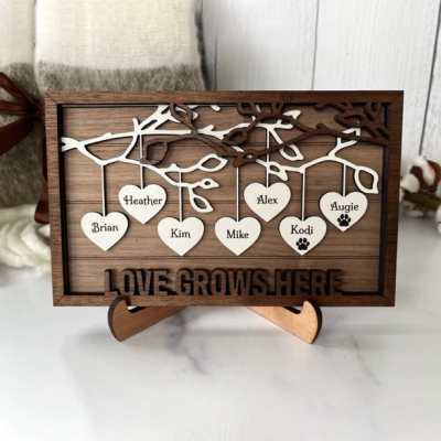 Personalized Family Tree Wood Sign With Kids Name Gift for Your Mom or Grandma on Thanksgiving or Christmas!