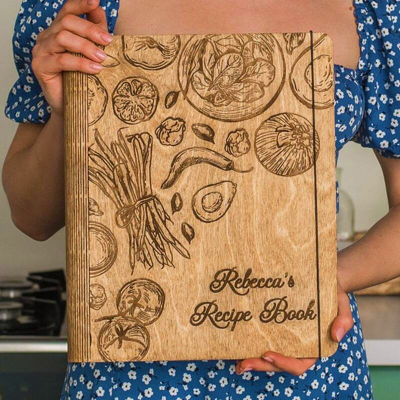 BEST SELLER❤️❤️❤️ Personalized Family Wooden Recipe Book, Filled With Love & Memories Ideal Gifts for Grandma or Mom | Cover Style-P48