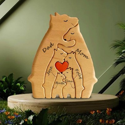 Personalized Wooden Bear Family Puzzle Family Keepsake Gifts Mother's Day Gift Ideas
