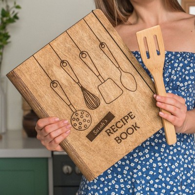 [Series 2]Personalized Recipe Book Wooden Binder Mom Birthday Gifts Christmas Gifts