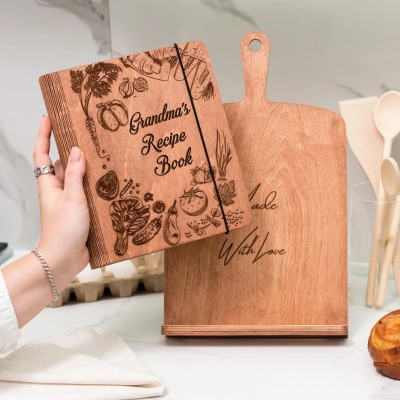 Personalized Family Wooden Recipe Book, Filled With Love & Memories Ideal Gifts for Grandma or Mom