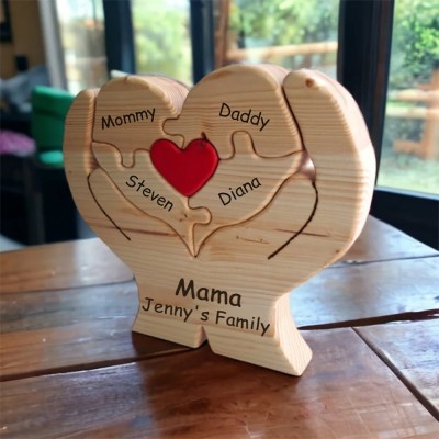 Personalized Wooden Heart Family Puzzle Family Keepsake Gifts Mother's Day Gift Ideas