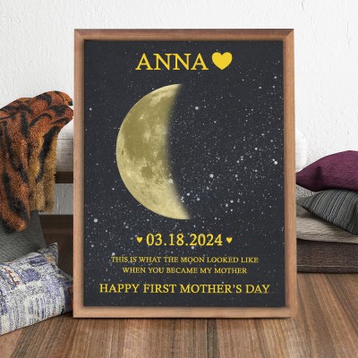 Personalized Moon Phase Wood Frame Mother's Day Gift
