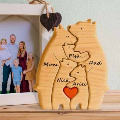 Personalized Wooden Bear Family Puzzle Family Keepsake Gifts Mother's Day Gift Ideas