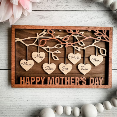 Personalized Family Tree Wood Sign With Kids Name Gift for Your Mom or Grandma on Thanksgiving or Christmas!