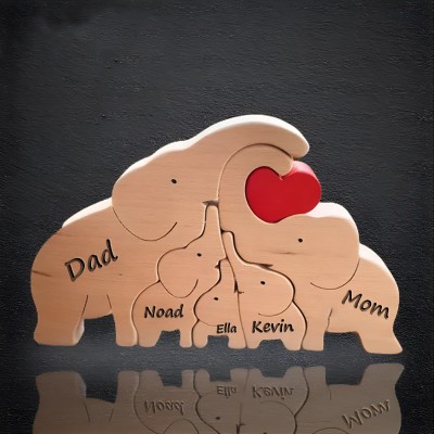 Personalized Wooden Elephants Family Puzzle Family Keepsake Gifts Mother's Day Gift Ideas