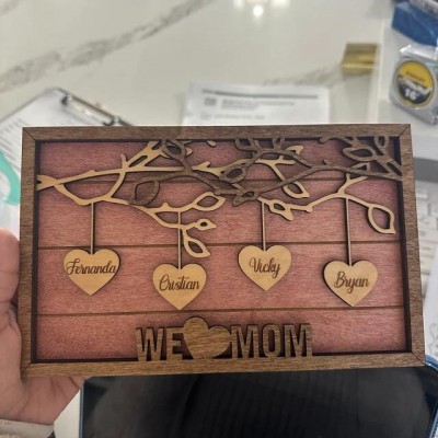 Personalized Family Tree Wood Sign With Kids Name Gift for Your Mom or Grandma on Thanksgiving or Christmas!
