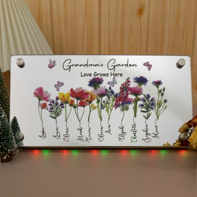 Personalized Mom's Birth Flower Mirror Night Light.