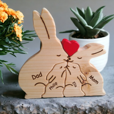Personalized Wooden Rabbit Family Puzzle Family Keepsake Gifts Mother's Day Gift Ideas