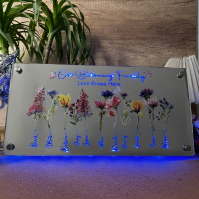 Personalized Mom's Birth Flower Mirror Night Light.