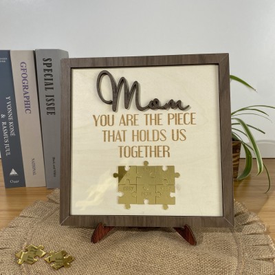 [60% OFF Today]Handmade Personalized Wood Mom Puzzle Sign | Mom You Are The Piece That Holds Us Together | Mother's Day Gift