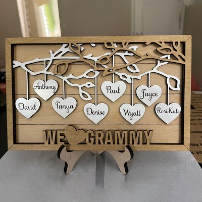Personalized Family Tree Wood Sign With Kids Name Gift for Your Mom or Grandma on Thanksgiving or Christmas!
