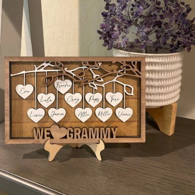 Personalized Family Tree Wood Sign With Kids Name Gift for Your Mom or Grandma on Thanksgiving or Christmas!