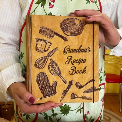 HOT SALE❤️Personalized Family Wooden Recipe Book, Filled With Love & Memories Ideal Gifts for Grandma or Mom