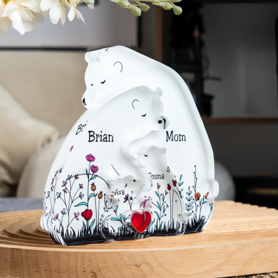 Personalized Crystals Bear Family Puzzle With Kids Name Gifts for Mom or Family!