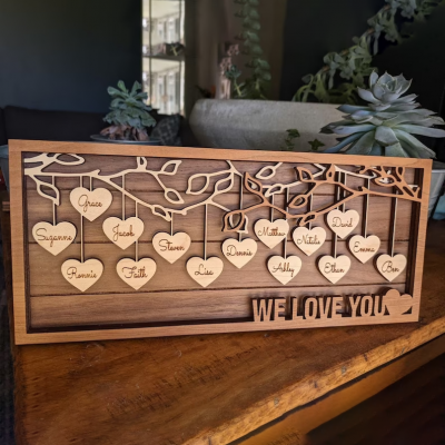 Personalized Family Tree Wood Sign With Kids Name Gift for Your Mom or Grandma on Thanksgiving or Christmas!