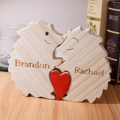 Personalized Wooden Hedgehogs Family Puzzle Family Keepsake Gifts Mother's Day Gift Ideas
