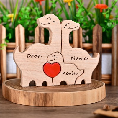 Personalized Wooden Dinosaur Family Puzzle Family Keepsake Gifts Mother's Day Gift Ideas