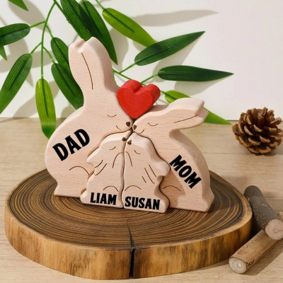 Personalized Wooden Bunnies Family Puzzle Family Keepsake Gifts Mother's Day Gift Ideas