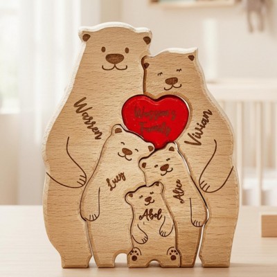 Personalized Wooden Bear Family Puzzle Family Keepsake Gifts Mother's Day Gift
