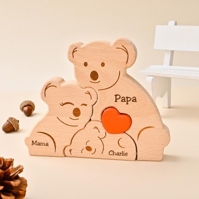 Personalized Wooden Koala Family Puzzle Family Keepsake Gifts Mother's Day Gift